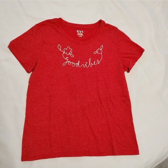 EV1 Good Vibes Women's Red Tee Sz XL - Picture 1 of 4